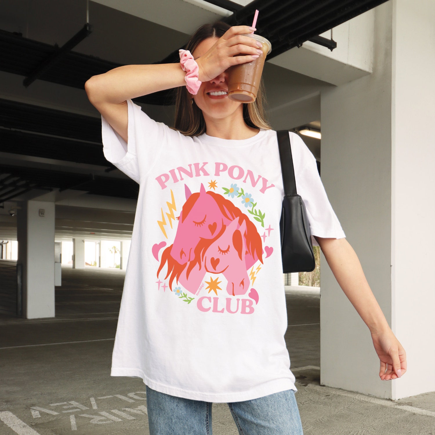 Pink Pony Club Pride T-Shirt Cute Lesbian Graphic Tee Plus Size Midwest Gay image 3