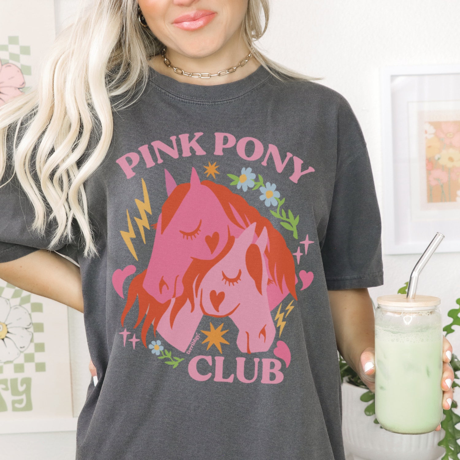 Pink Pony Club Pride T-Shirt Cute Lesbian Graphic Tee Plus Size Midwest Gay image 7