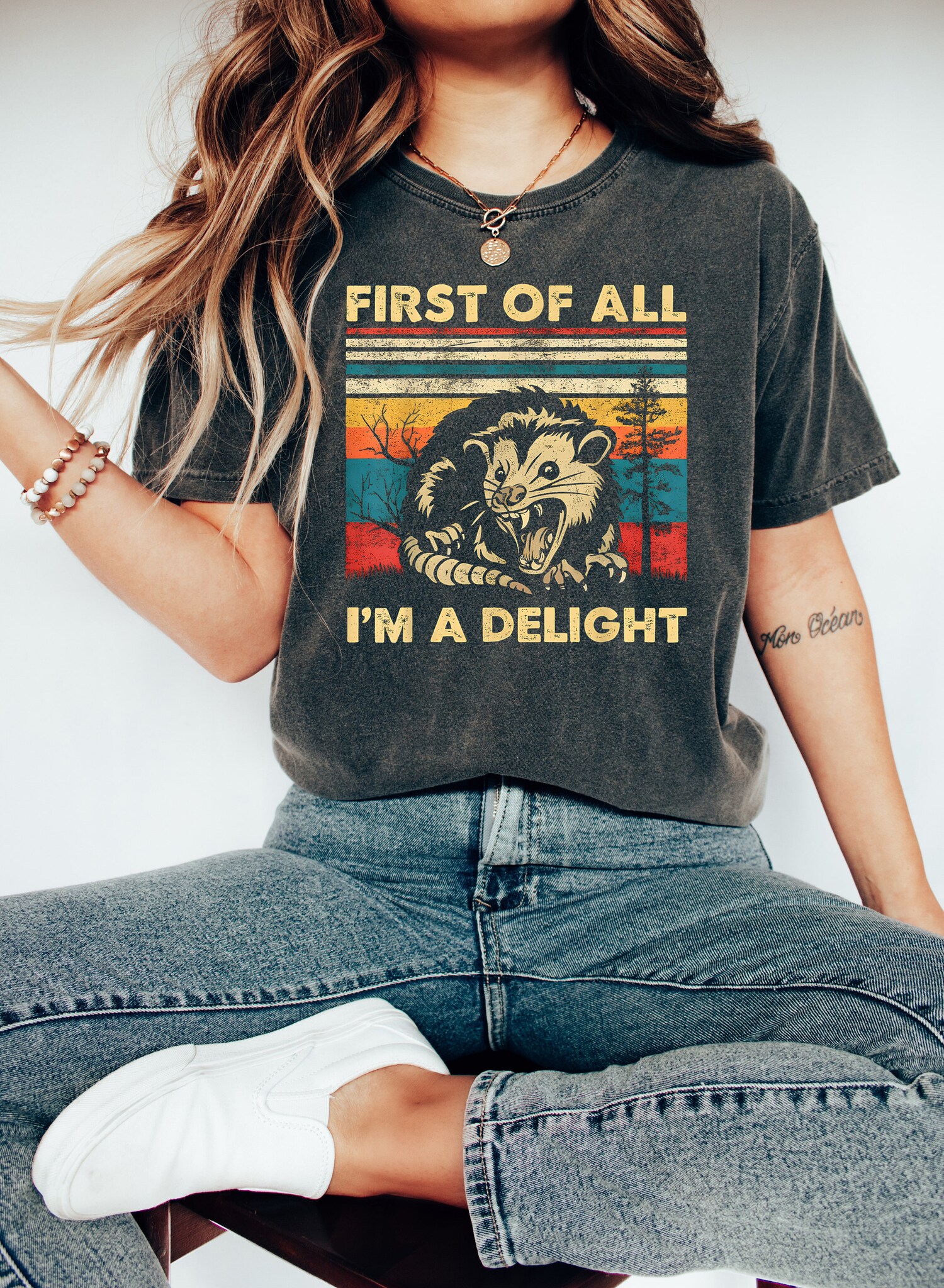 First Of All I'm A Delight Sarcastic Opossum Lover Shirt - Cute Funny Sarcastic Self Love Tee image 3