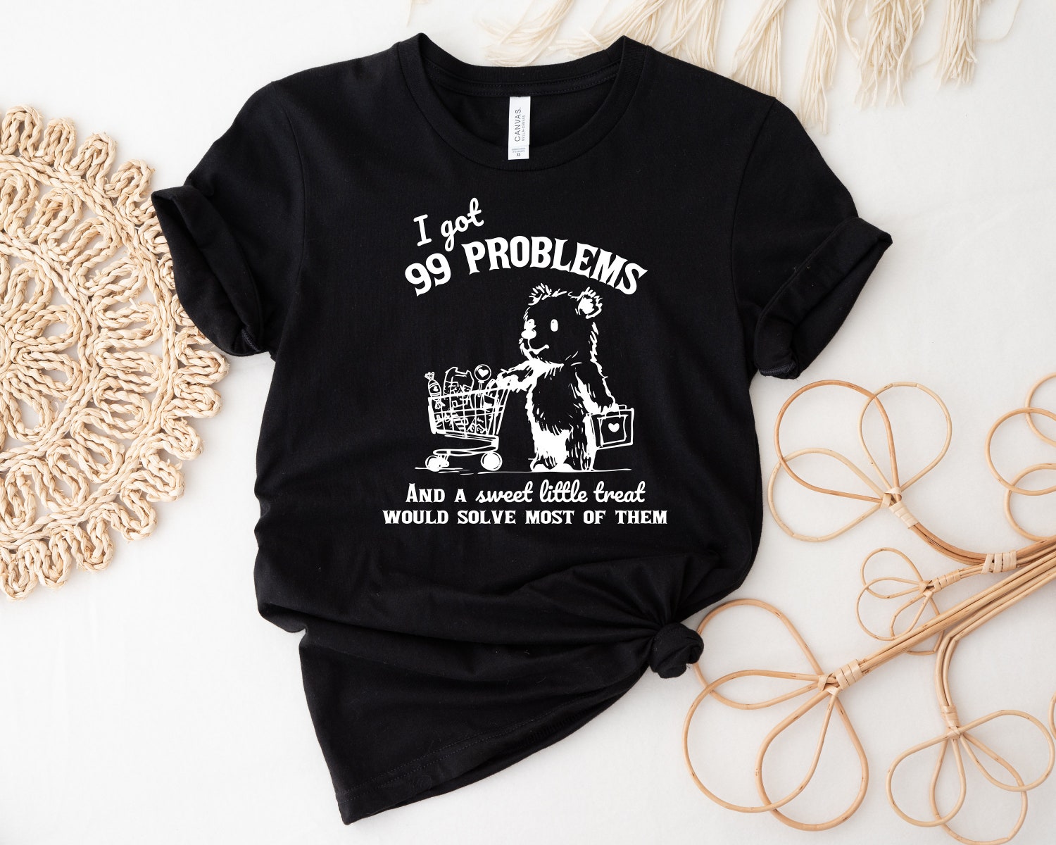 Funny Retro 90s Unisex T-Shirt - 99 Problems & A Sweet Treat Graphic Tee Vintage Style image 2