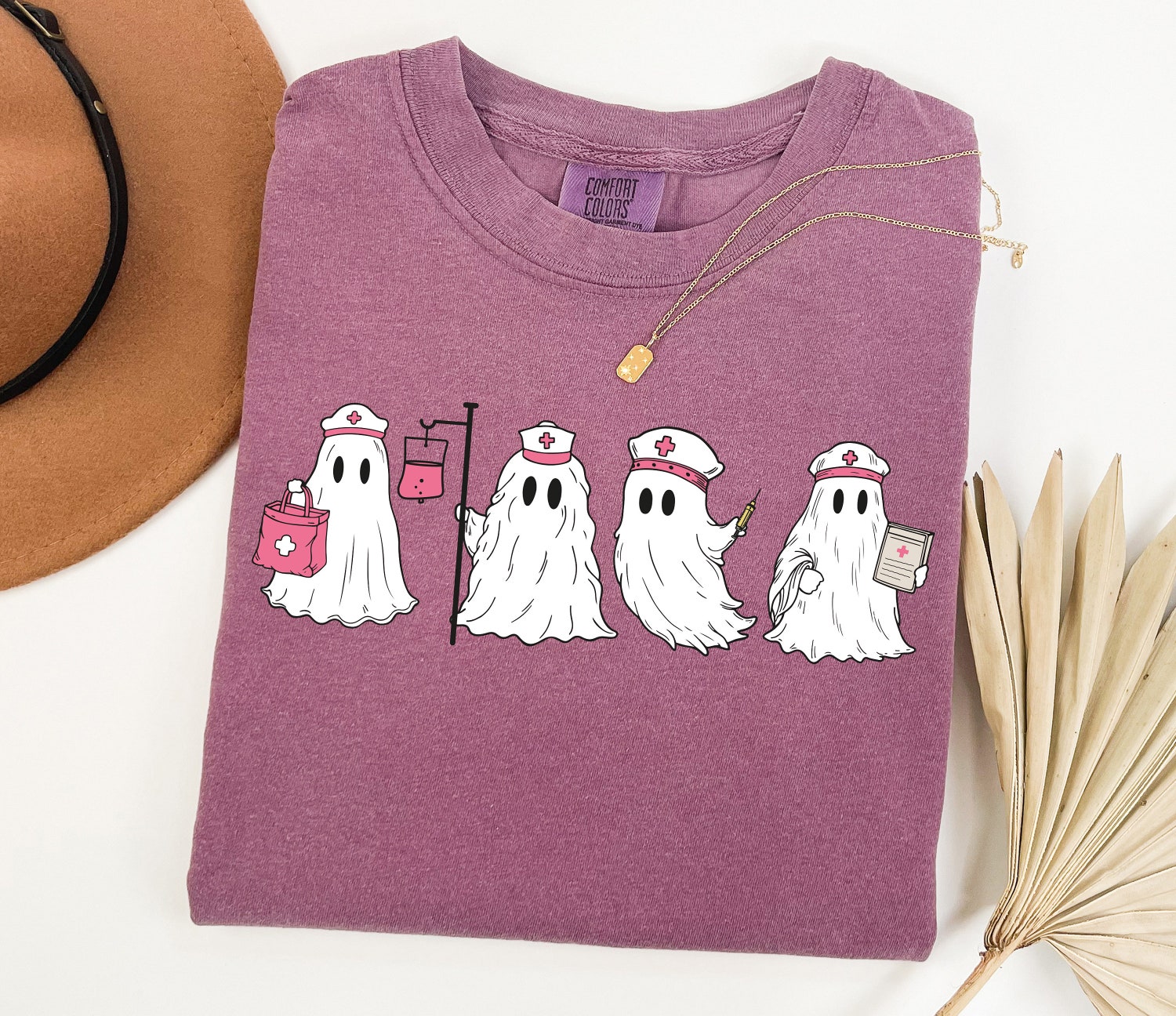 Ghost Nurse Halloween Shirt Spooky Nurse Gift Fall Tee Nurse Boo Crew image 0