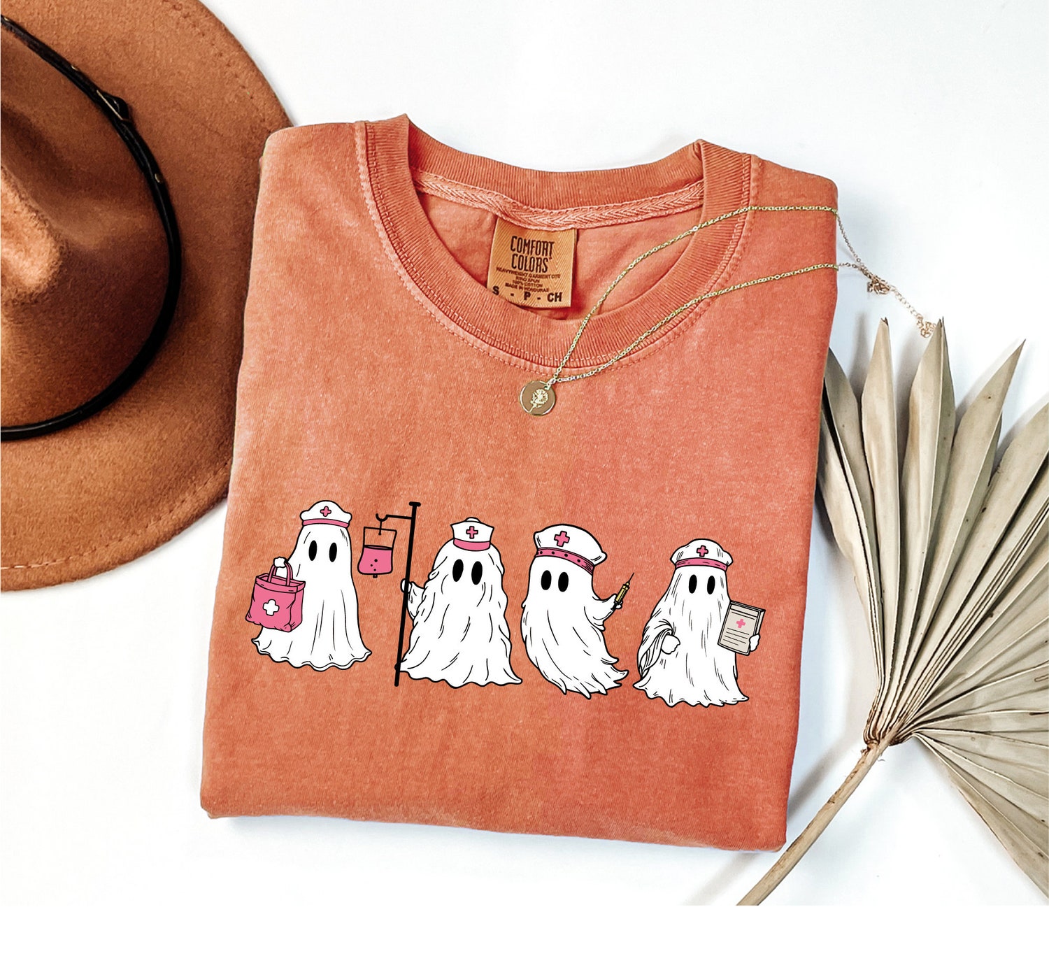 Ghost Nurse Halloween Shirt Spooky Nurse Gift Fall Tee Nurse Boo Crew image 1