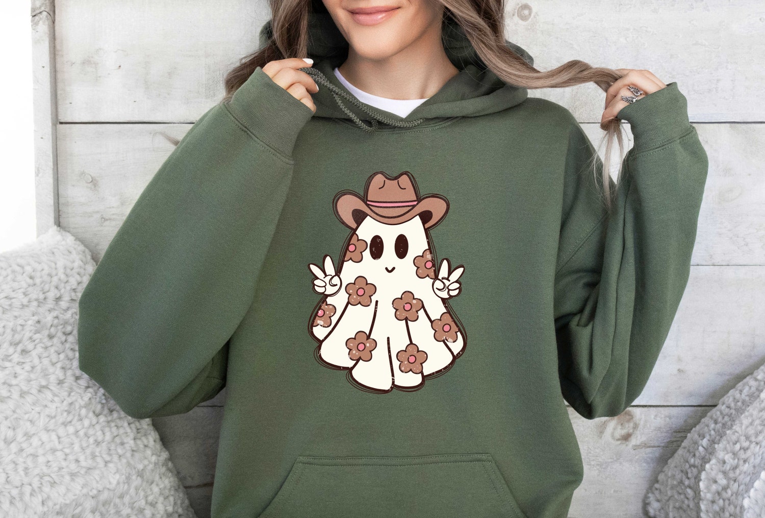 Cowboy Ghost Halloween Sweatshirt Cute Spooky Western Shirt Country Halloween Gift Tee image 3