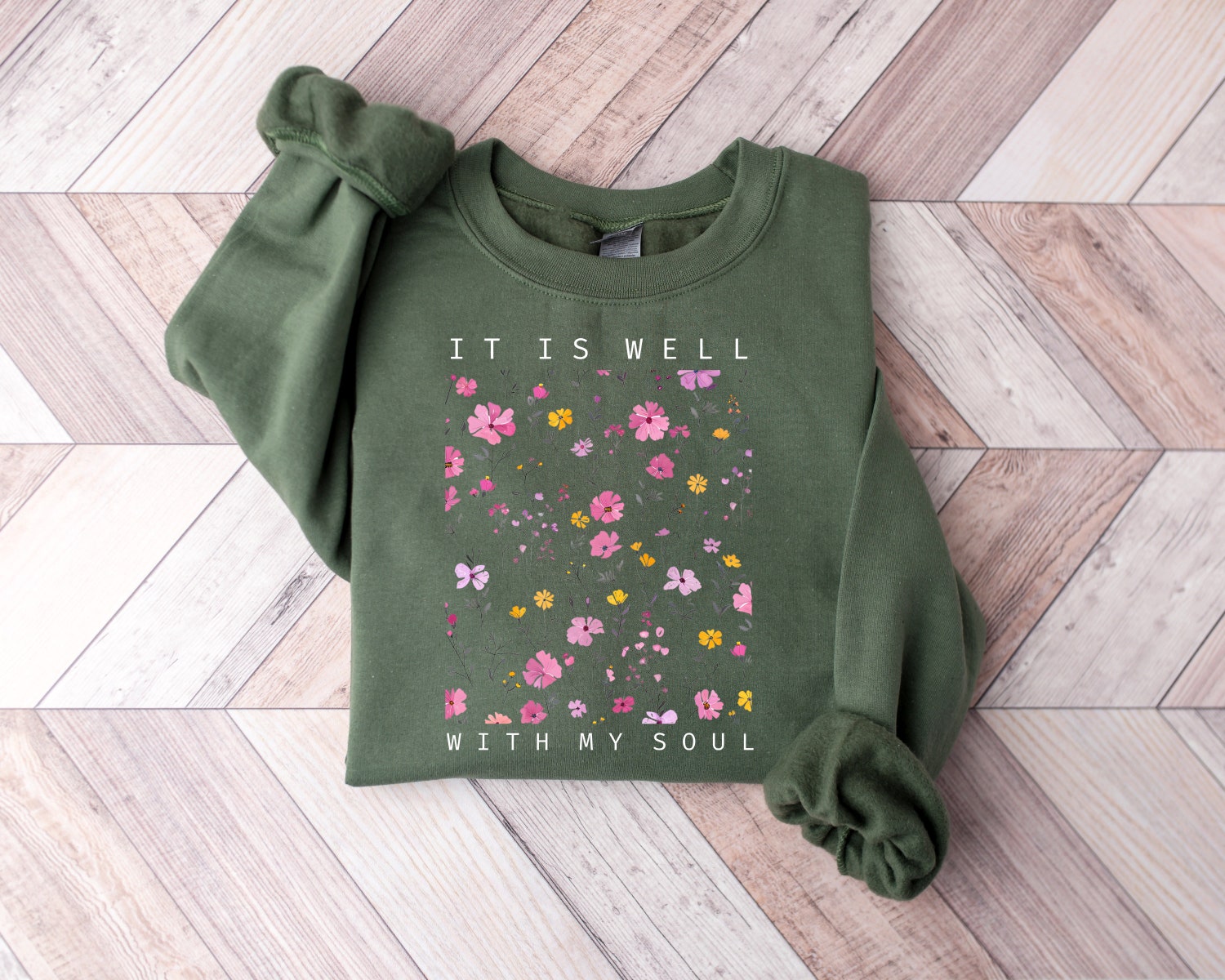 It is Well With My Soul Christian T-Shirt | Vintage Floral Christian Shirt | Jesus Apparel Gift image 3