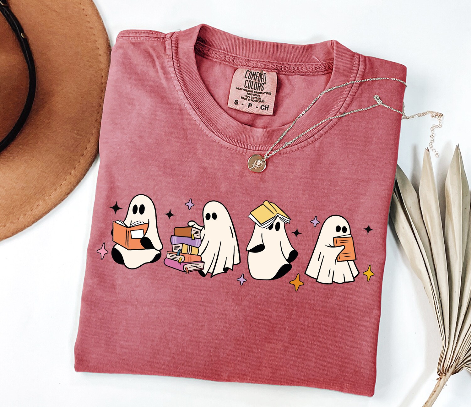 Ghosts Reading Books Shirt - Cute Book Lover Ghost Halloween Tee for Women - Fall Spooky Season image 2