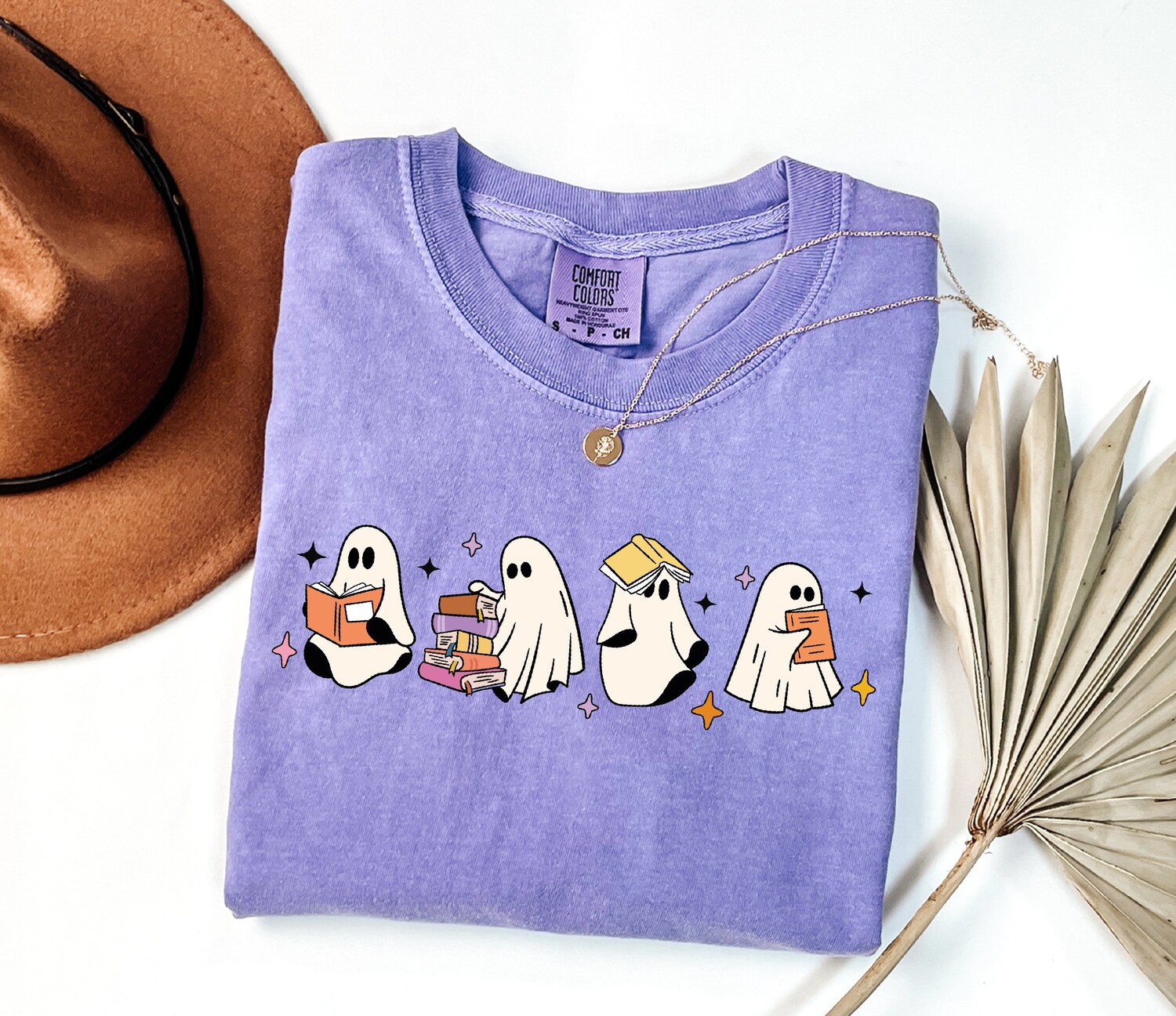 Ghosts Reading Books Shirt - Cute Book Lover Ghost Halloween Tee for Women - Fall Spooky Season image 4