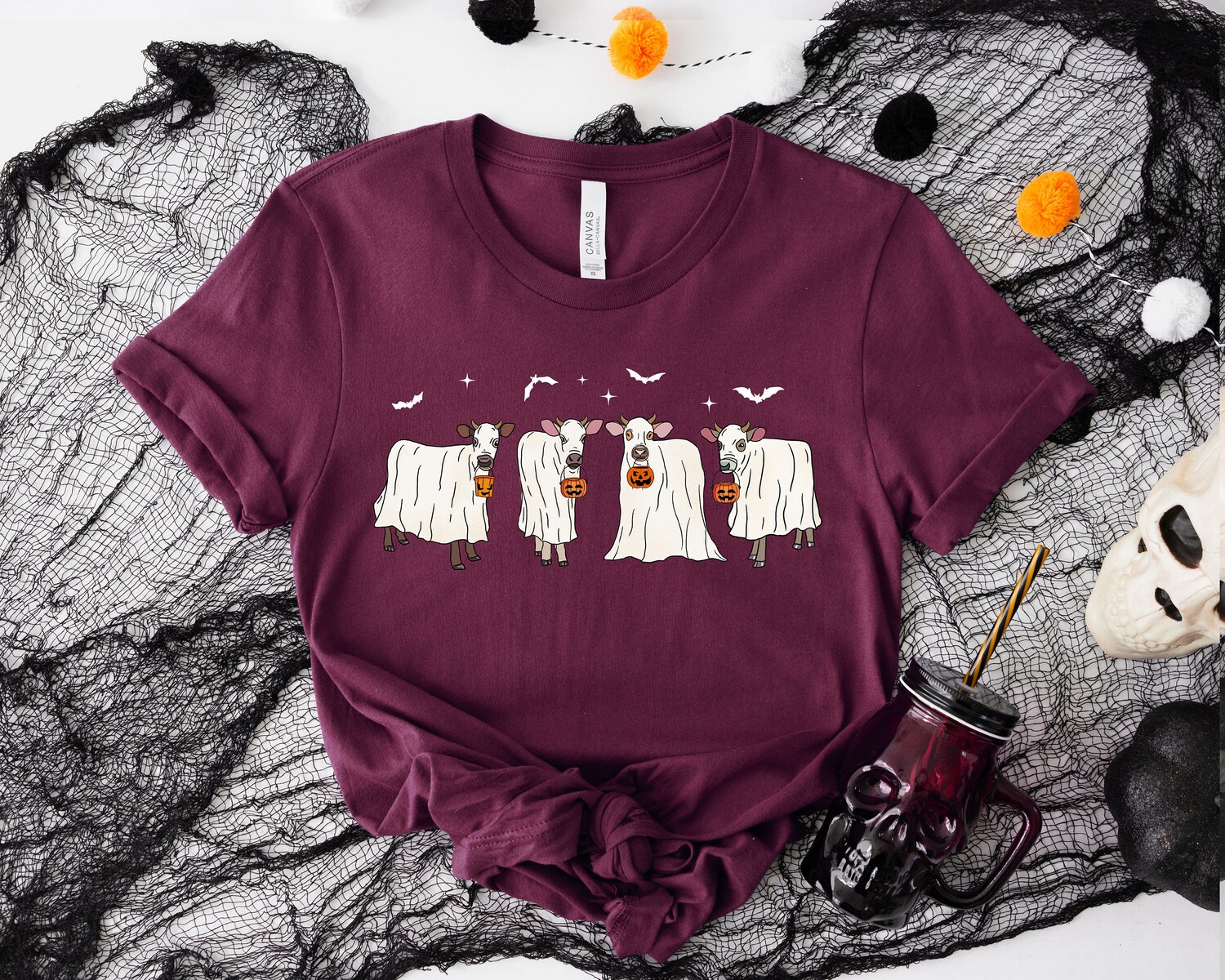 Ghost Cows Halloween Sweatshirt for Cow Lovers - Spooky Animal Tee Perfect Halloween Gift image 3