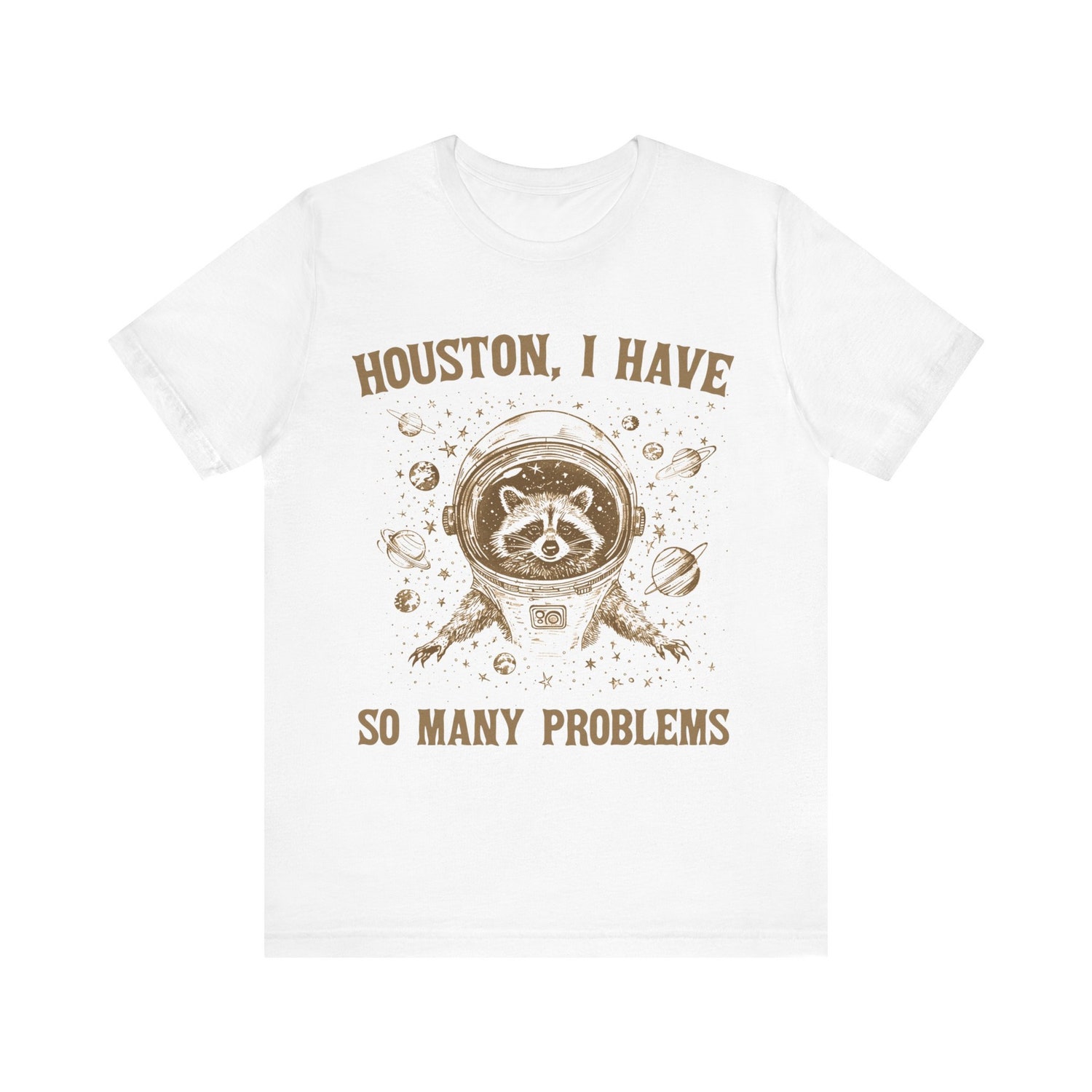 Houston I Have Many Problems Raccoon Vintage Unisex Retro Meme T-Shirt Funny Raccoon Tee image 2