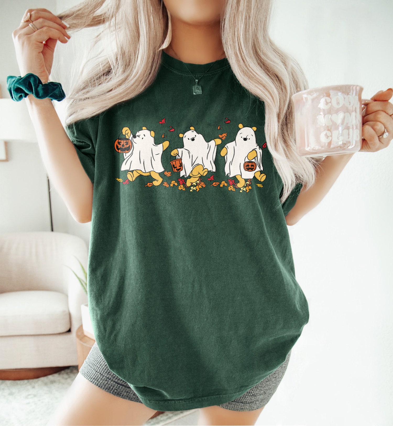 Retro Winnie the Pooh Ghost Halloween Shirt | Cute Spooky Season Shirt for Women | Fall Tee image 3