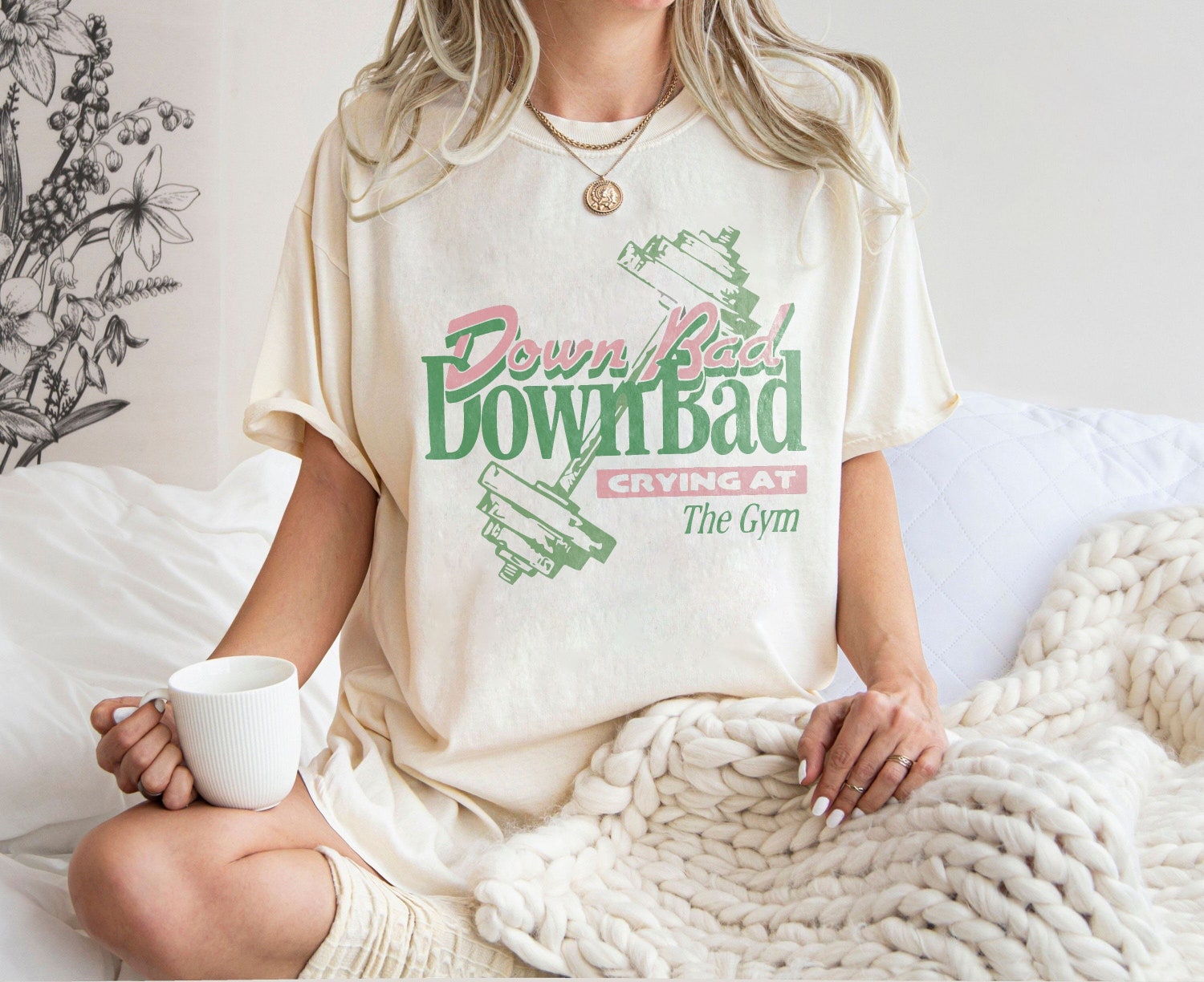 Down Bad Workout Shirt Crying at the Gym Women's Gym Shirt image 0