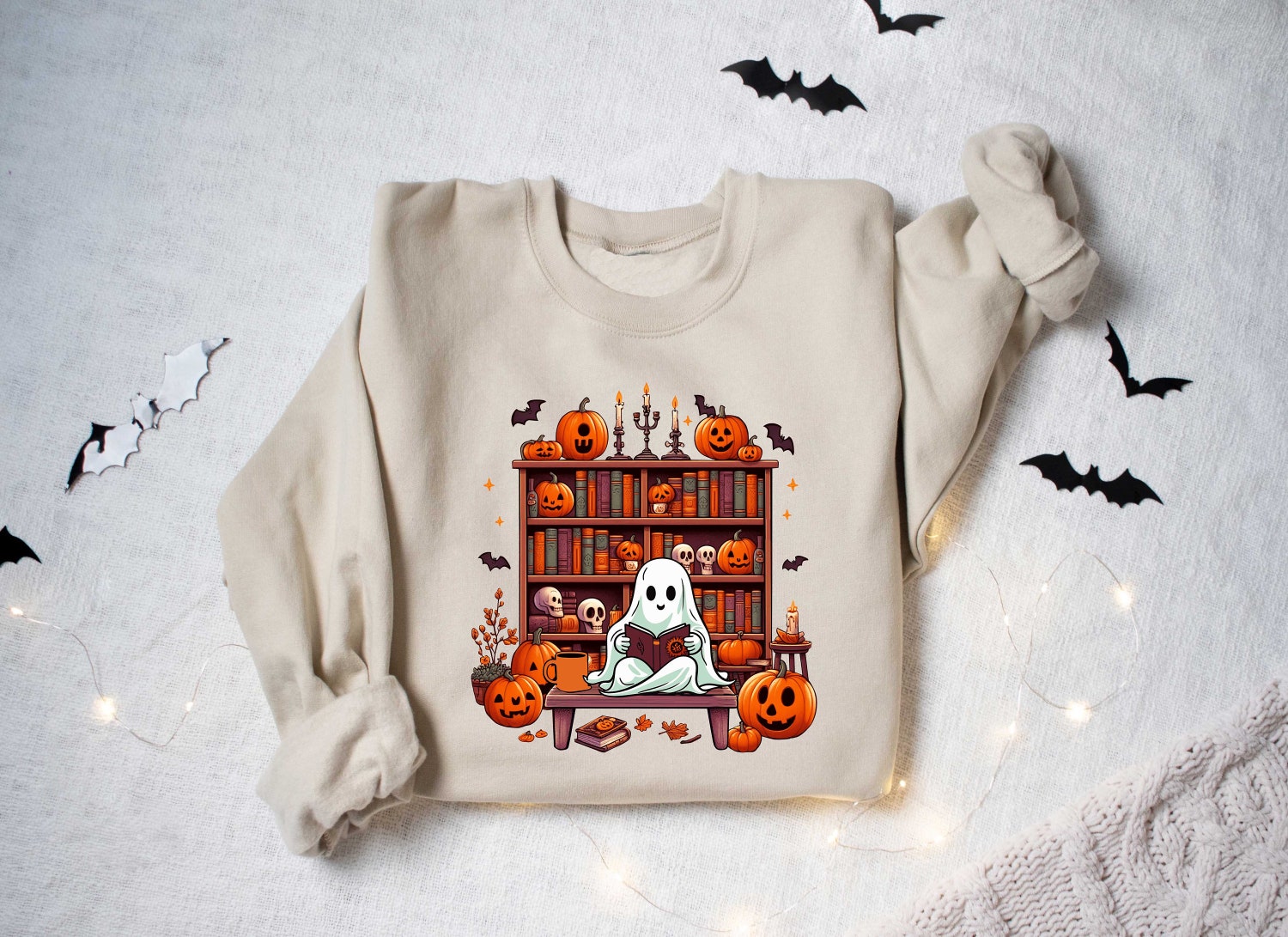 Ghost Book Reader Sweatshirt - Book Lover Gift - Reading Enthusiast Tee - Boo Literature Shirt image 0