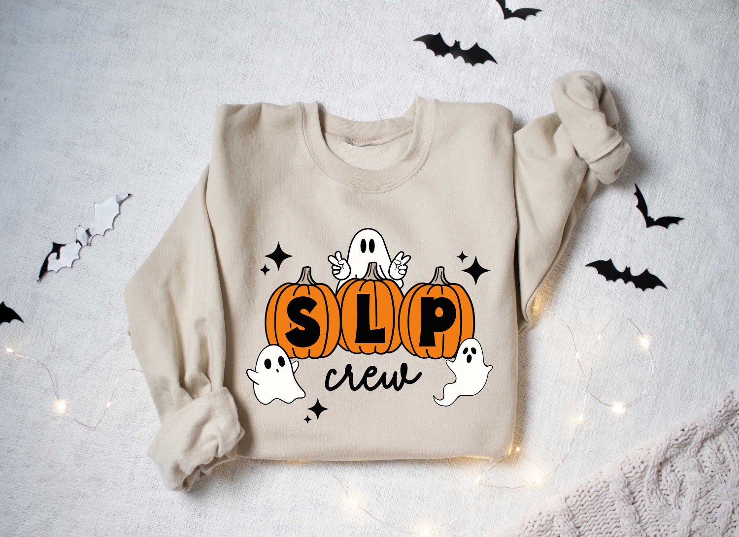 Halloween SLP Sweatshirt Speech Therapy Ghost Shirt Spooky Speech Therapist Fall Shirt image 1