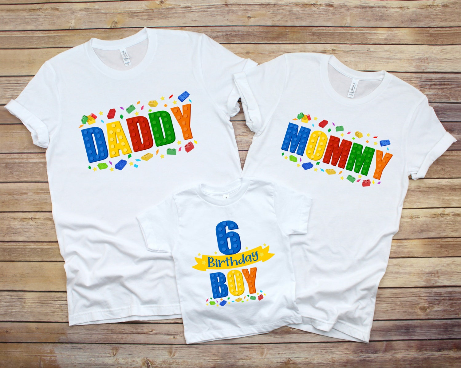 Custom Building Blocks Family Matching Birthday Shirts Bricks Birthday Boy Girl Shirt Gift image 1