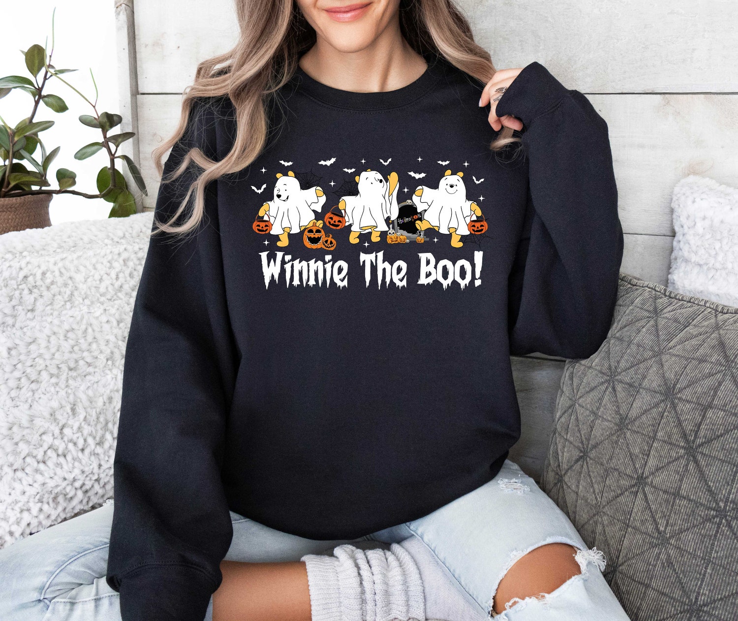 Winnie The Boo Halloween Sweatshirt | Pooh Spooky Season Shirt | Fall Disney Sweater | Halloween Disneyworld Tee image 3