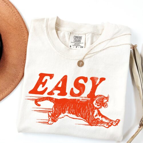 Retro Easy Tiger T-Shirt Vintage Festival Tee Boho Hippie Shirt image 0