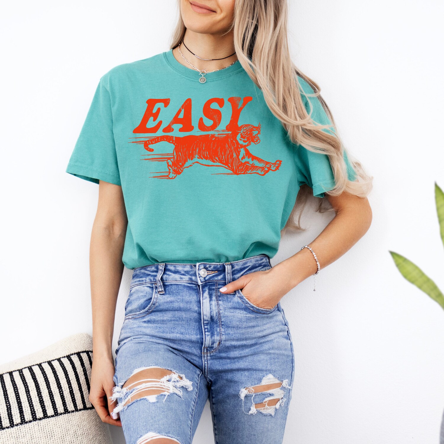 Retro Easy Tiger T-Shirt Vintage Festival Tee Boho Hippie Shirt image 4