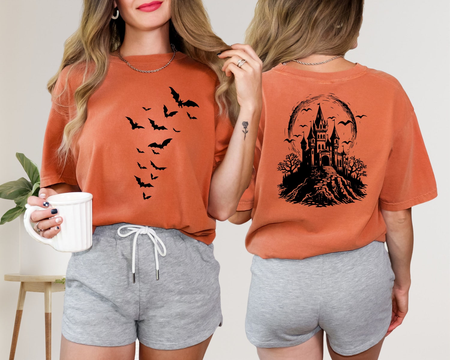 Haunted House Comfort Colors Halloween Shirt | Spooky Bats Crewneck | Vintage Custom Tee image 1