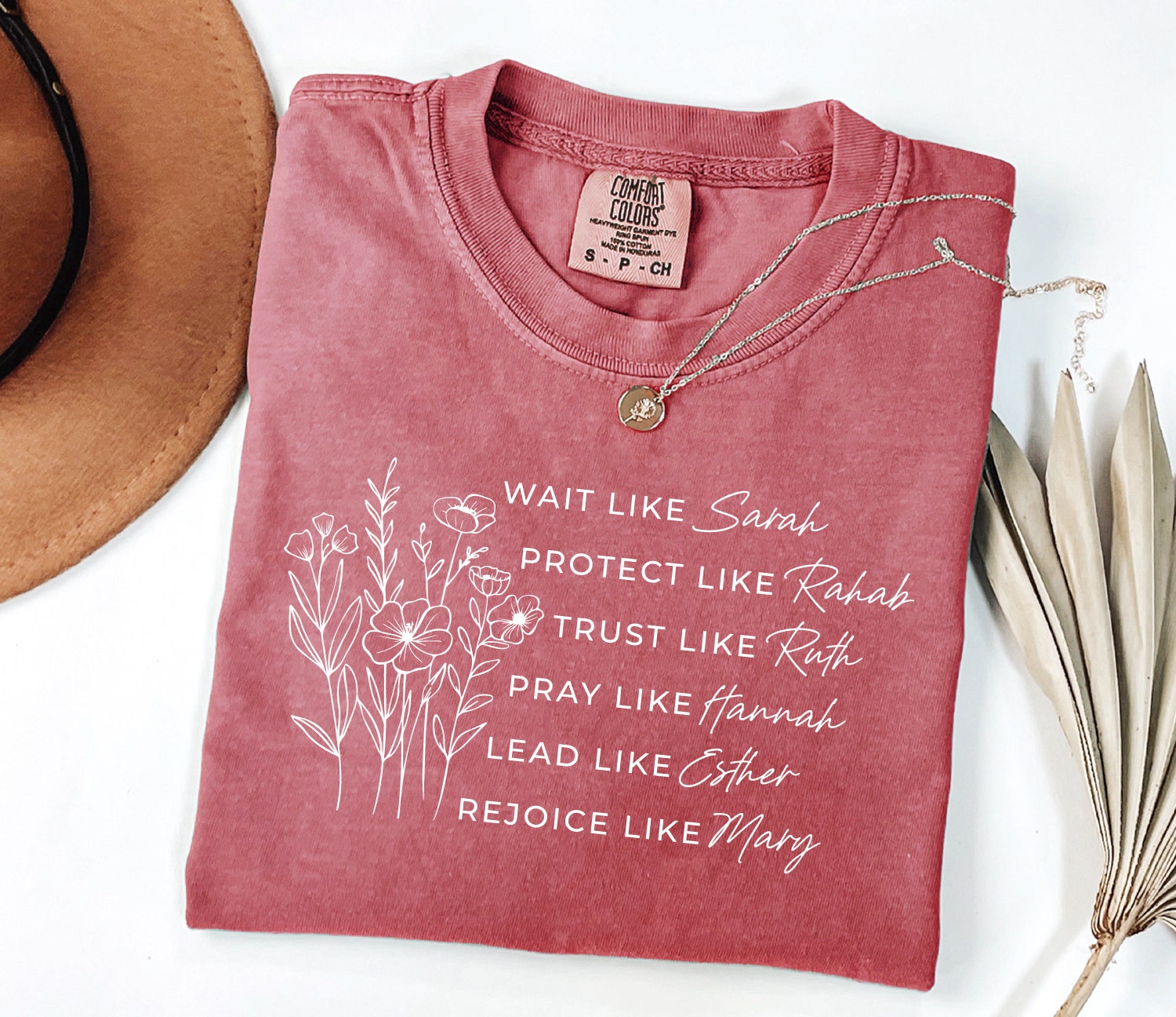 Comfort Colors® Women of the Bible Shirt - Faith Bible Verse Boho Christian Floral Tee image 1