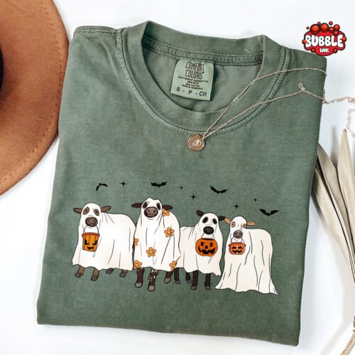 Ghost Cows Halloween Shirt - Cute Halloween Cow Lovers Gift image 0