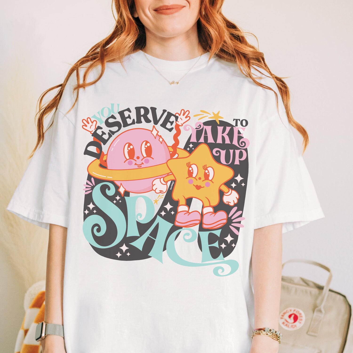 Retro Body Positivity Graphic Tee Plus Size Feminist Stars Planet image 2