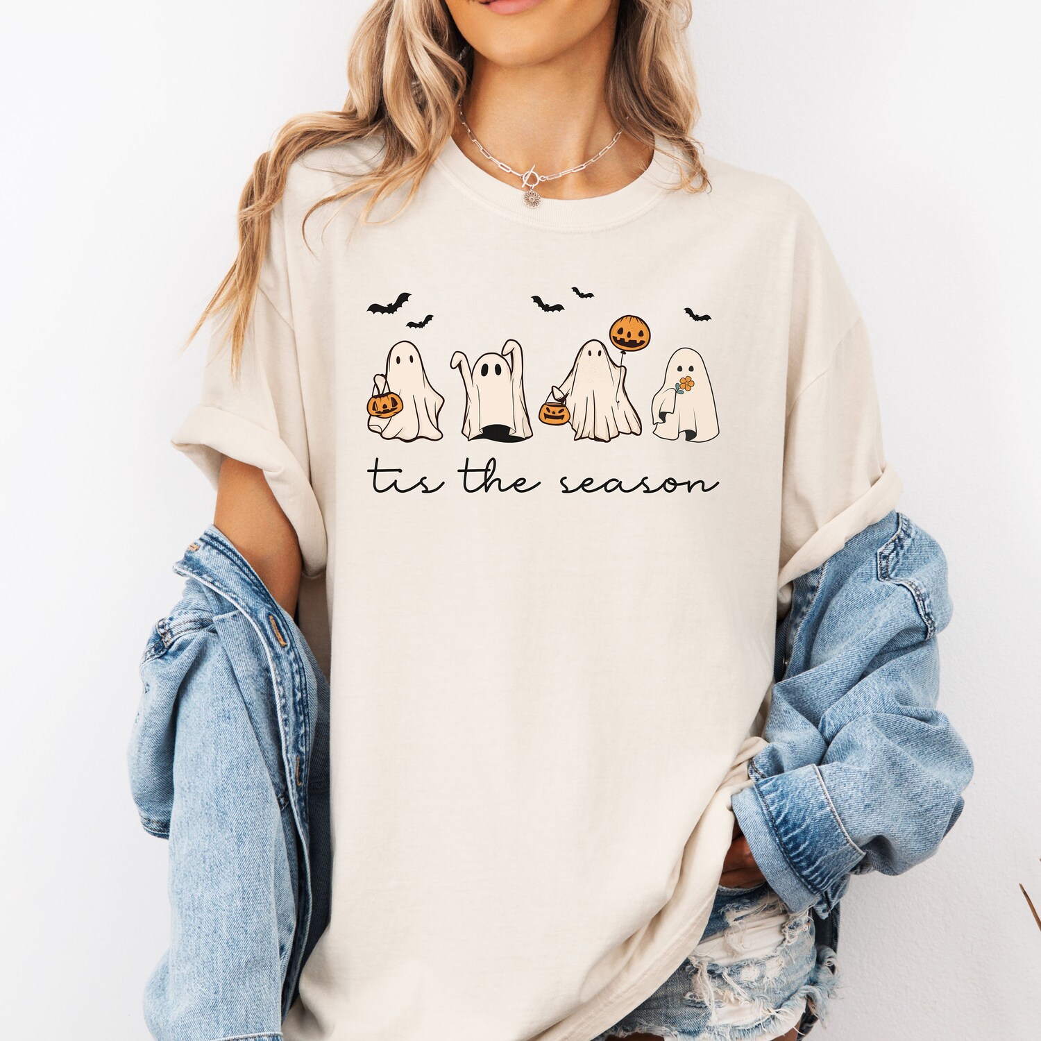 Tis The Season Halloween Shirt for Women | Retro Ghost Comfort Colors Fall Tee | Pumpkin Season image 7