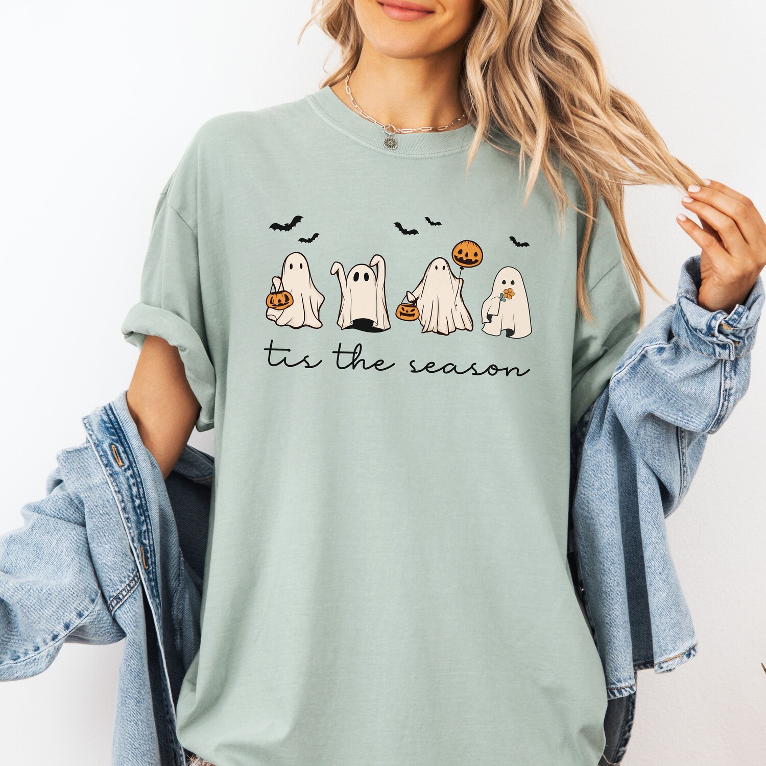 Tis The Season Halloween Shirt for Women | Retro Ghost Comfort Colors Fall Tee | Pumpkin Season image 8