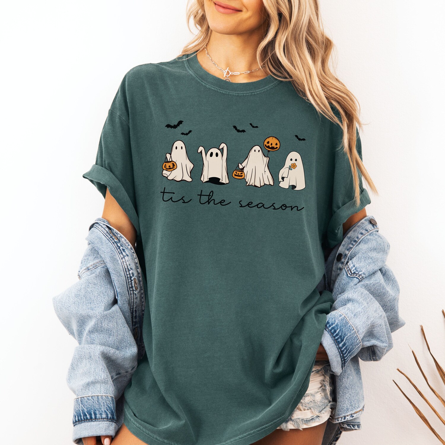 Tis The Season Halloween Shirt for Women | Retro Ghost Comfort Colors Fall Tee | Pumpkin Season image 5