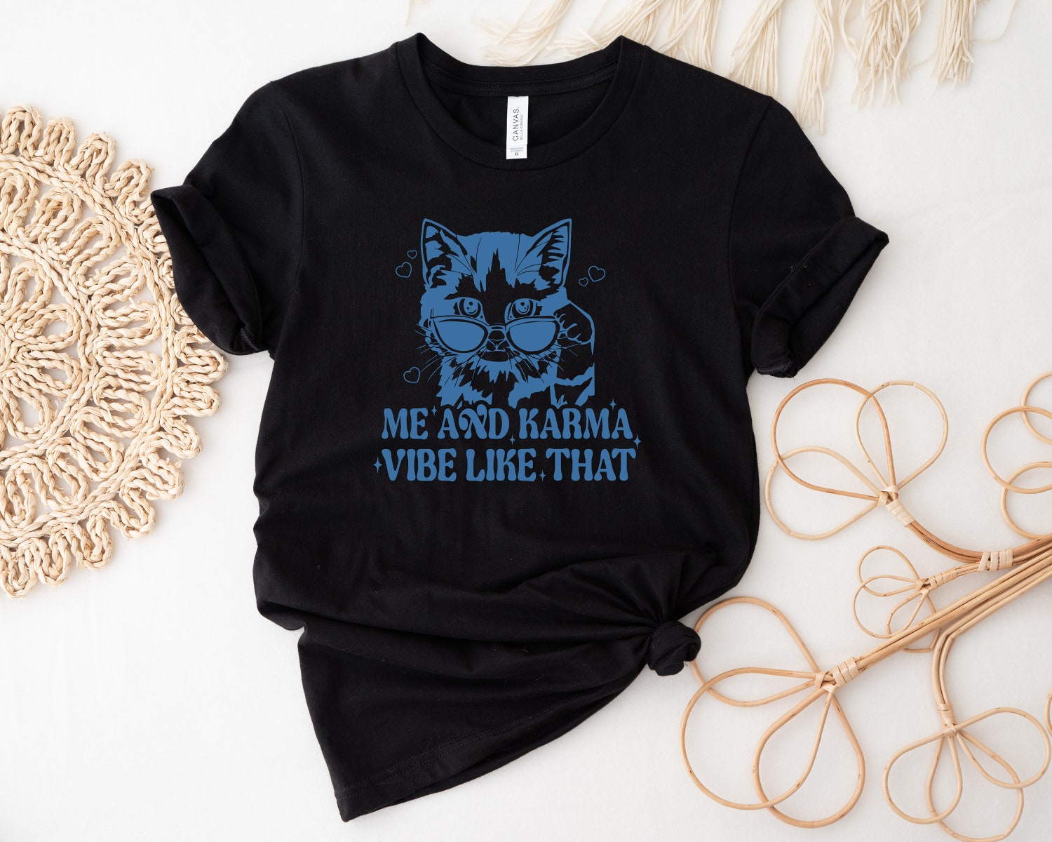 Karma Vibe Cat Shirt Design Shirt| Cat Lover Concert Tee for Women Teacher Gifts image 3