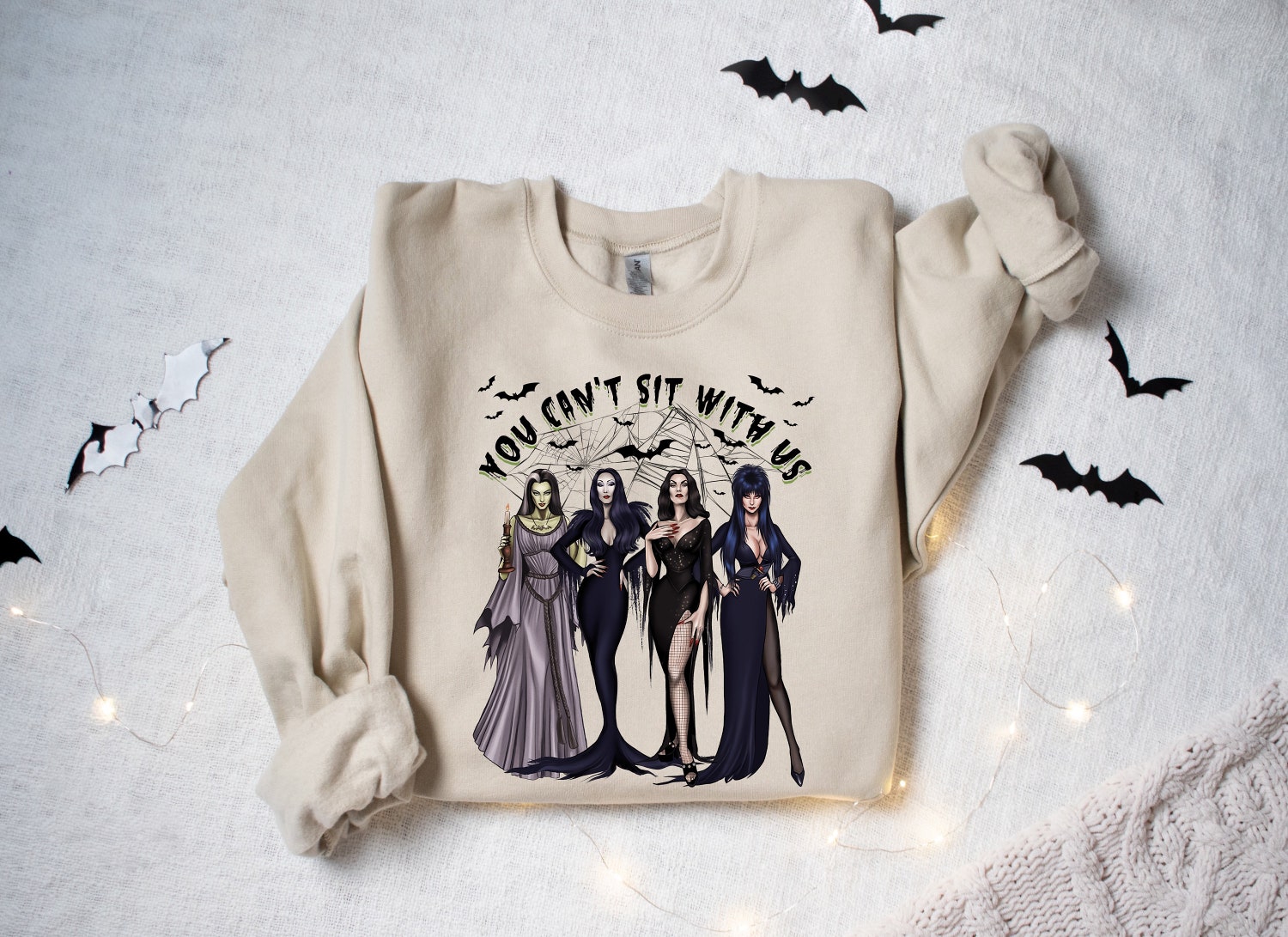 You Can't Sit With Us Halloween Sweatshirt Mean Girls Witch Shirt Cute Bad Girls Halloween T-Shirt image 2