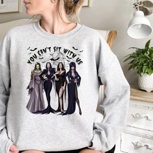 You Can't Sit With Us Halloween Sweatshirt Mean Girls Witch Shirt Cute Bad Girls Halloween T-Shirt image 0