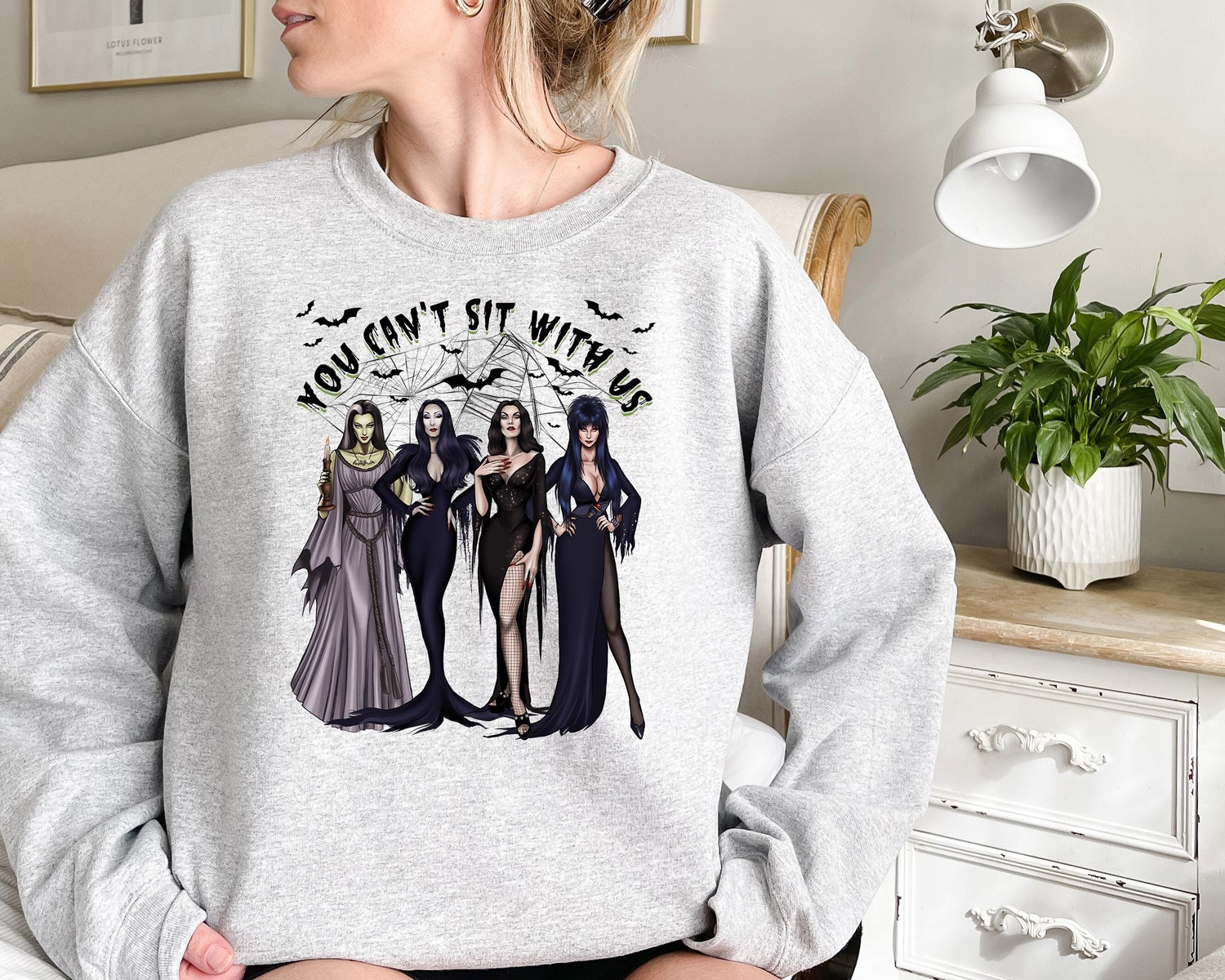 You Can't Sit With Us Halloween Sweatshirt Mean Girls Witch Shirt Cute Bad Girls Halloween T-Shirt image 0