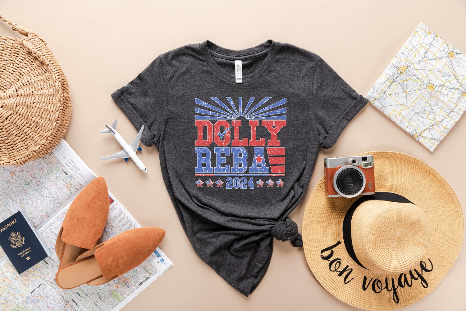 Funny Election T-Shirts | Dolly Reba 2024 Vintage | 4th of July Country Music Shirt image 3