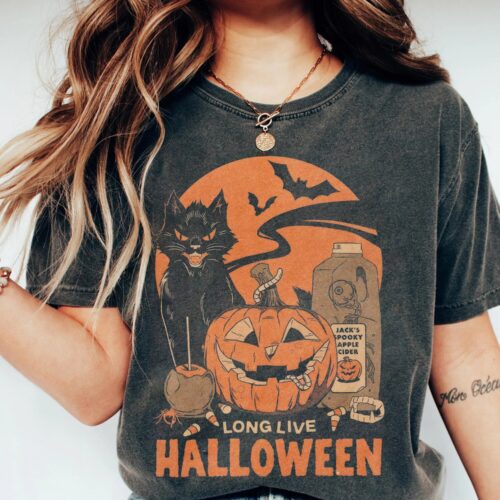 Vintage Retro Halloween Shirt | Long Live Halloween | Fall Apparel | Spooky Pumpkin Shirt image 0