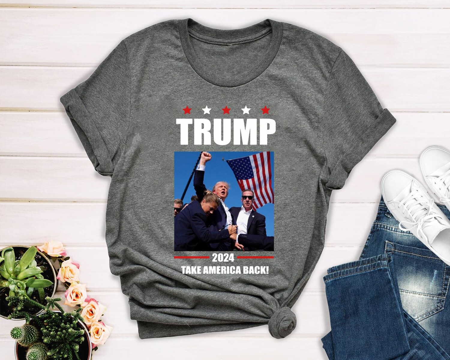 Trump 2024 Survivor T-Shirt | Republican Supporter Tee | Take America Back Shirt image 5