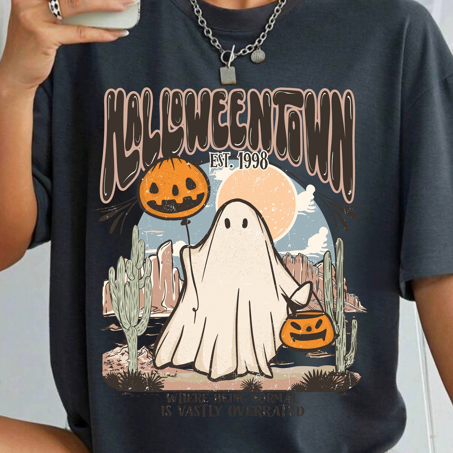 Halloween Ghost Sweatshirt 1998 Fall Spooky Season Shirt Cute Ghost Halloween Sweatshirt image 1