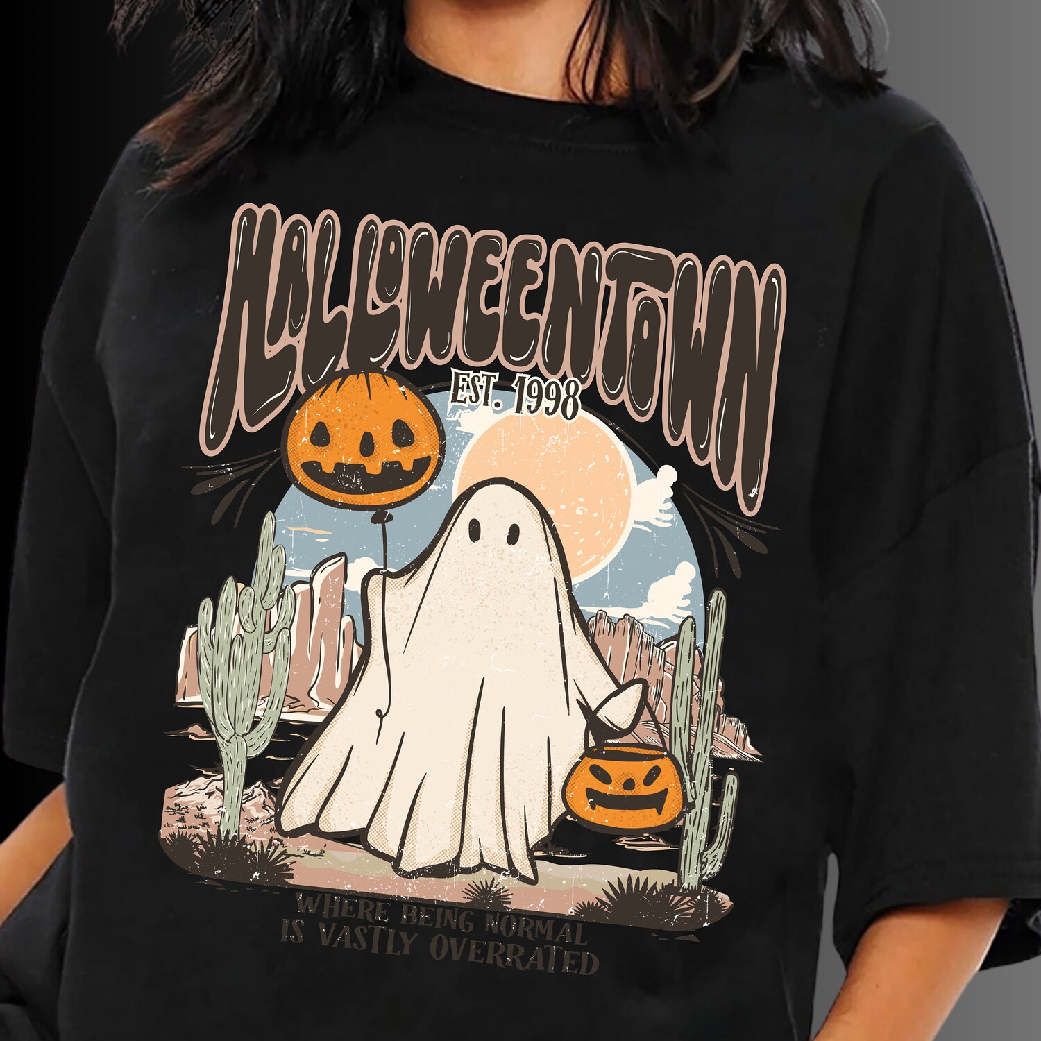 Halloween Ghost Sweatshirt 1998 Fall Spooky Season Shirt Cute Ghost Halloween Sweatshirt image 6