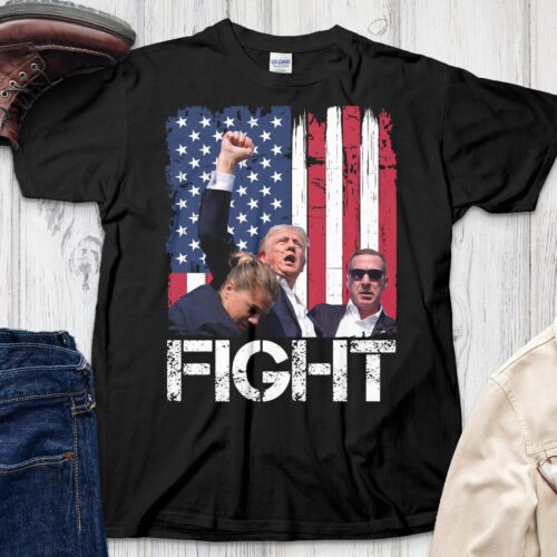 President Trump Assassination Attempt Shirt Trump 2024 Fight T-Shirt Political Graphic Tee image 0