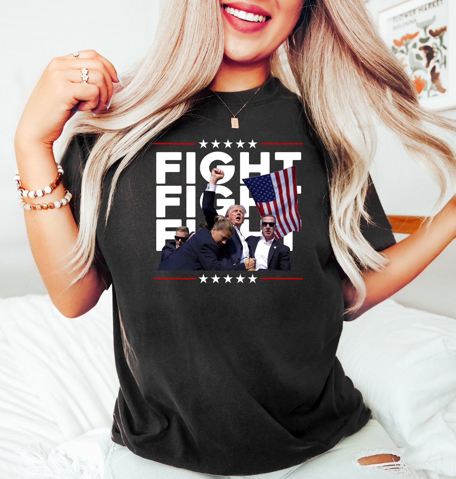 Trump Fist Pump Fight Shirt - Trump 2024 Tee - Trump for President T-Shirt - Rally Survivor image 3