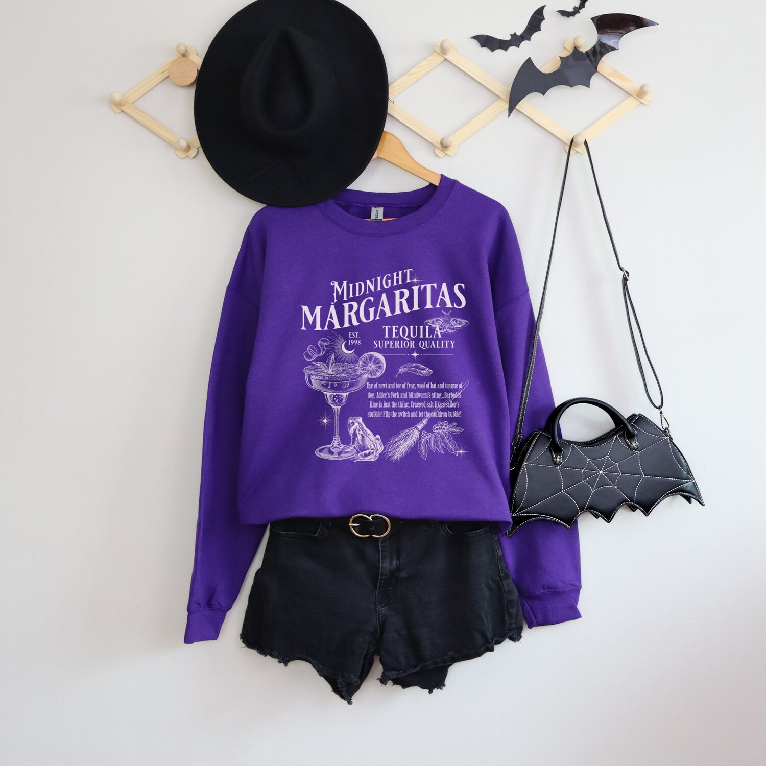 Midnight Margaritas Halloween Sweatshirt | Witches Crewneck | Trendy Spooky Season Gift image 3