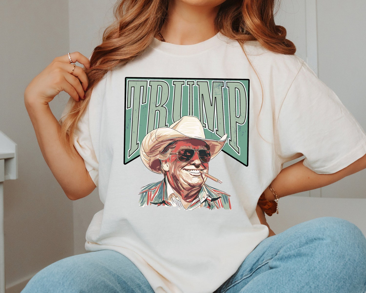 Western Trump Cowboy Tee | Make America Great Again | Funny Trump Republican Shirt image 2