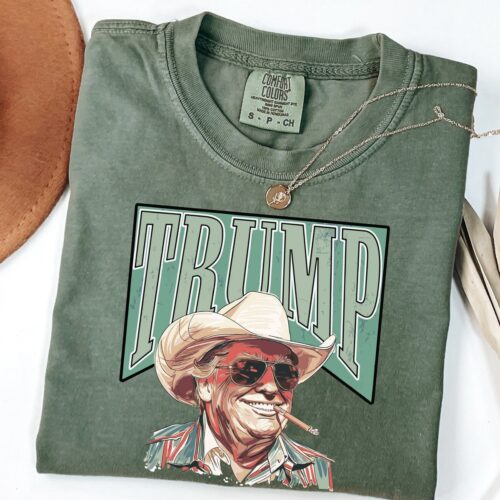 Western Trump Cowboy Tee | Make America Great Again | Funny Trump Republican Shirt image 0