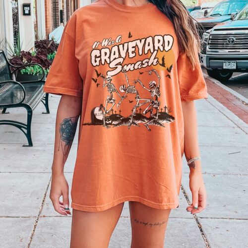 Retro Skeleton Halloween Comfort Colors T-Shirt | Trendy Fall Tee | Vintage Style Oversized Shirt image 0