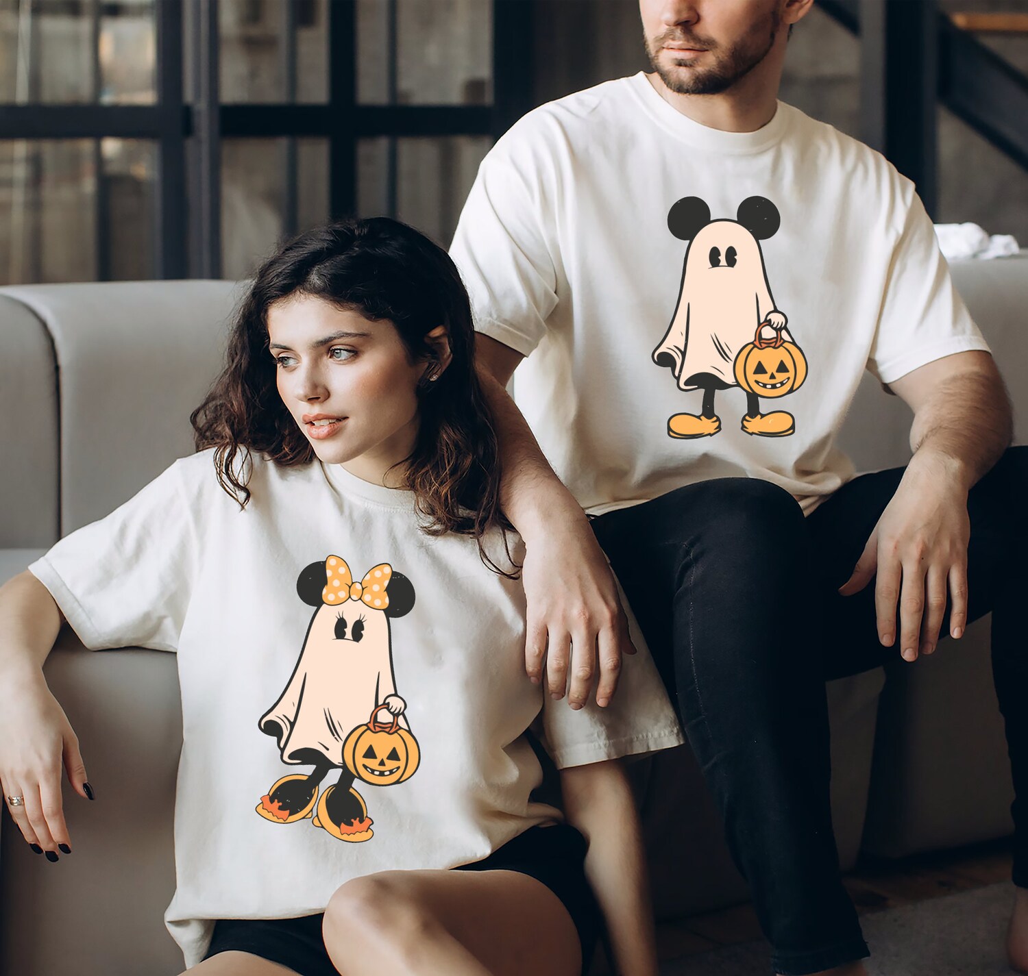 Retro Mickey and Minnie Halloween Couple Shirts | Comfort Colors | Disney Spooky Season Shirts image 3