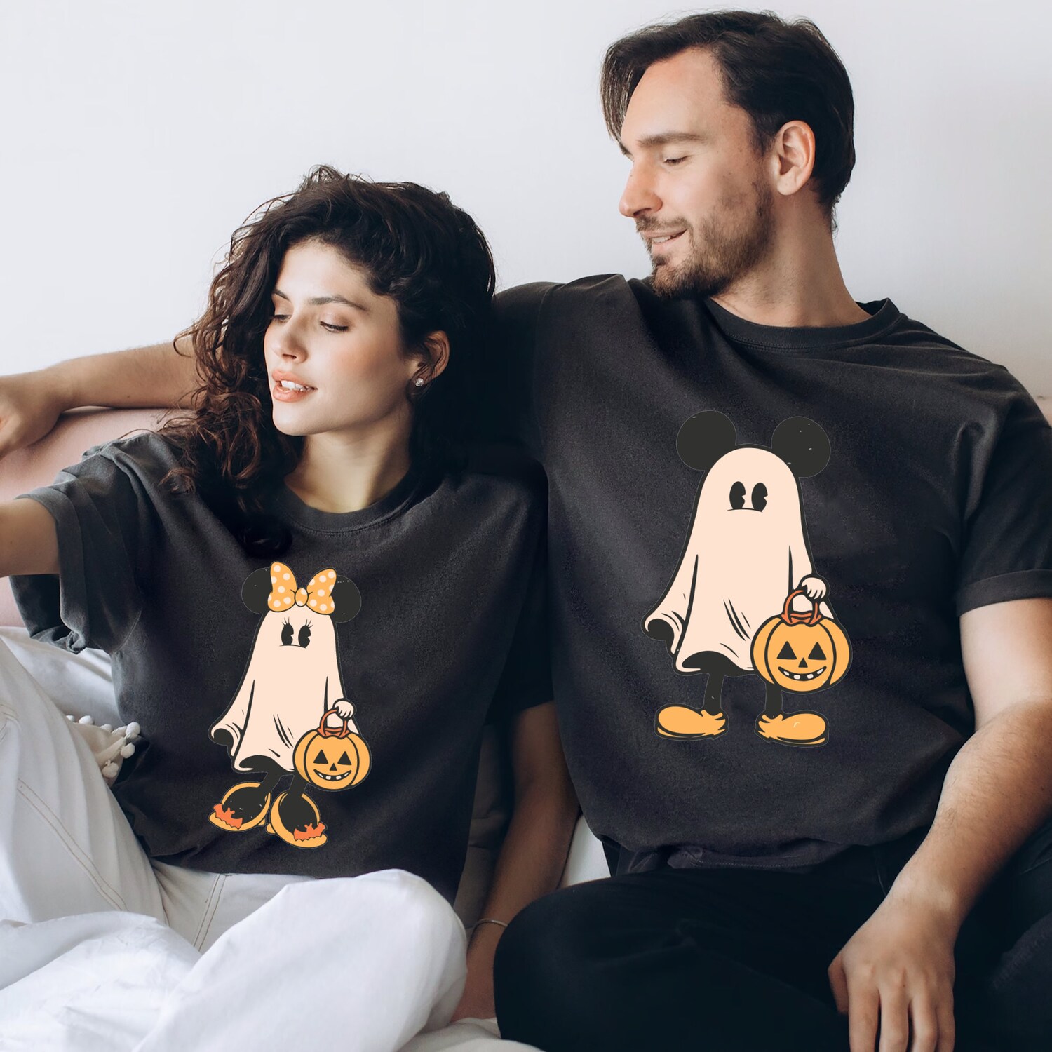 Retro Mickey and Minnie Halloween Couple Shirts | Comfort Colors | Disney Spooky Season Shirts image 2