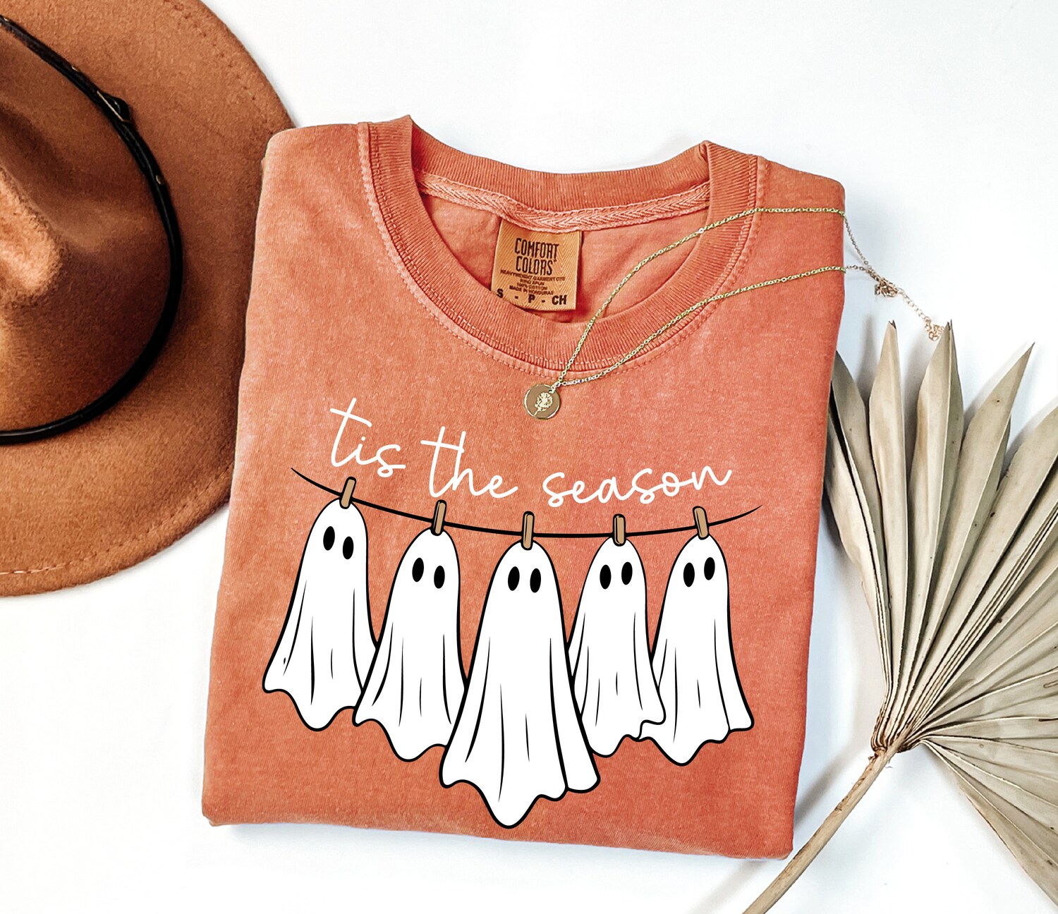 Fall Halloween Graphic Tee Cute Spooky Ghost Pumpkin Shirt image 1