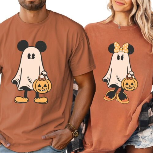 Retro Mickey and Minnie Halloween Couple Shirts | Comfort Colors | Disney Spooky Season Shirts image 0