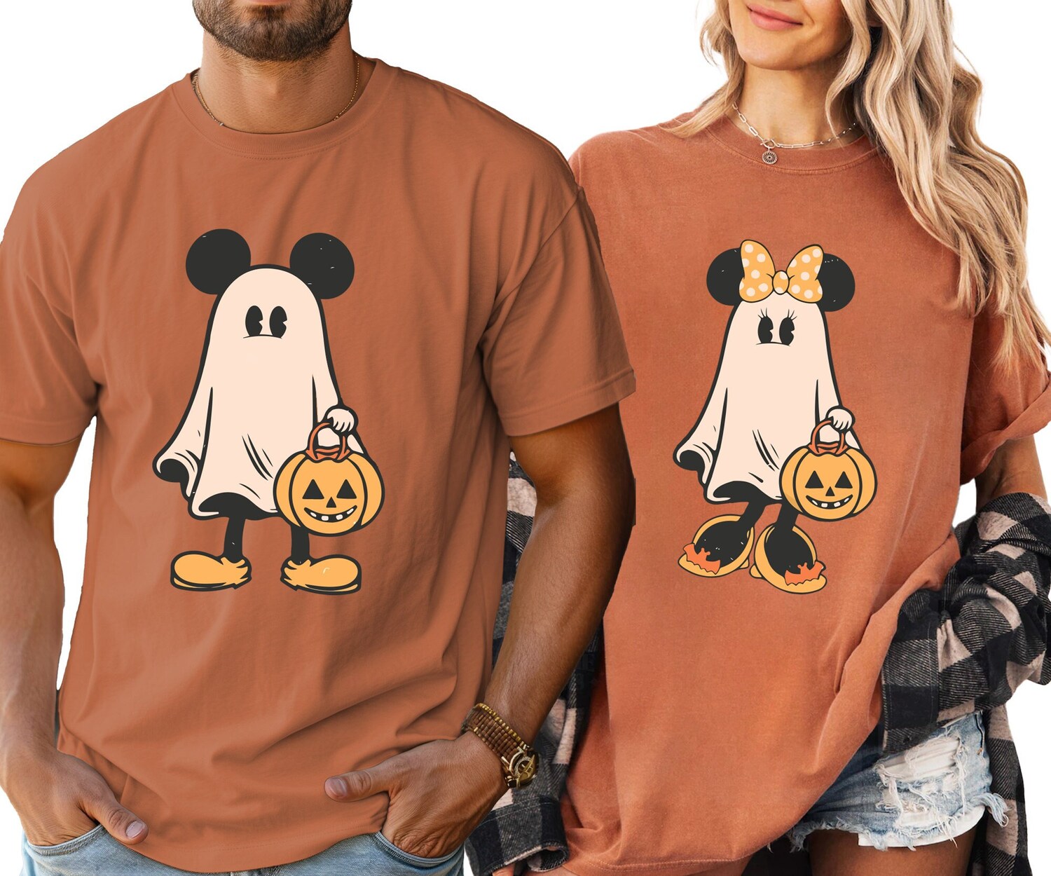 Retro Mickey and Minnie Halloween Couple Shirts | Comfort Colors | Disney Spooky Season Shirts image 0