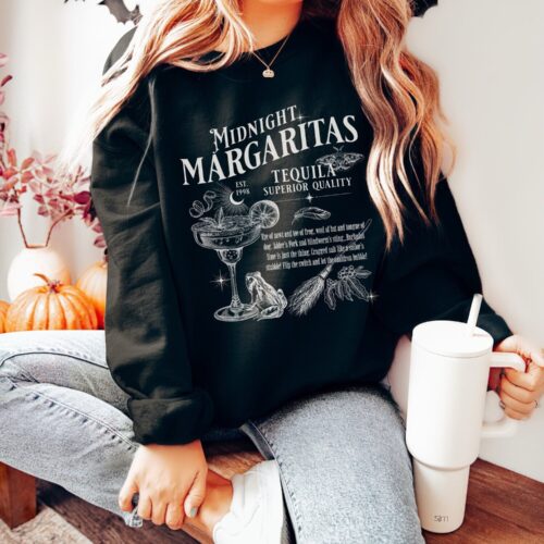 Midnight Margaritas Halloween Sweatshirt | Witches Crewneck | Trendy Spooky Season Gift image 0