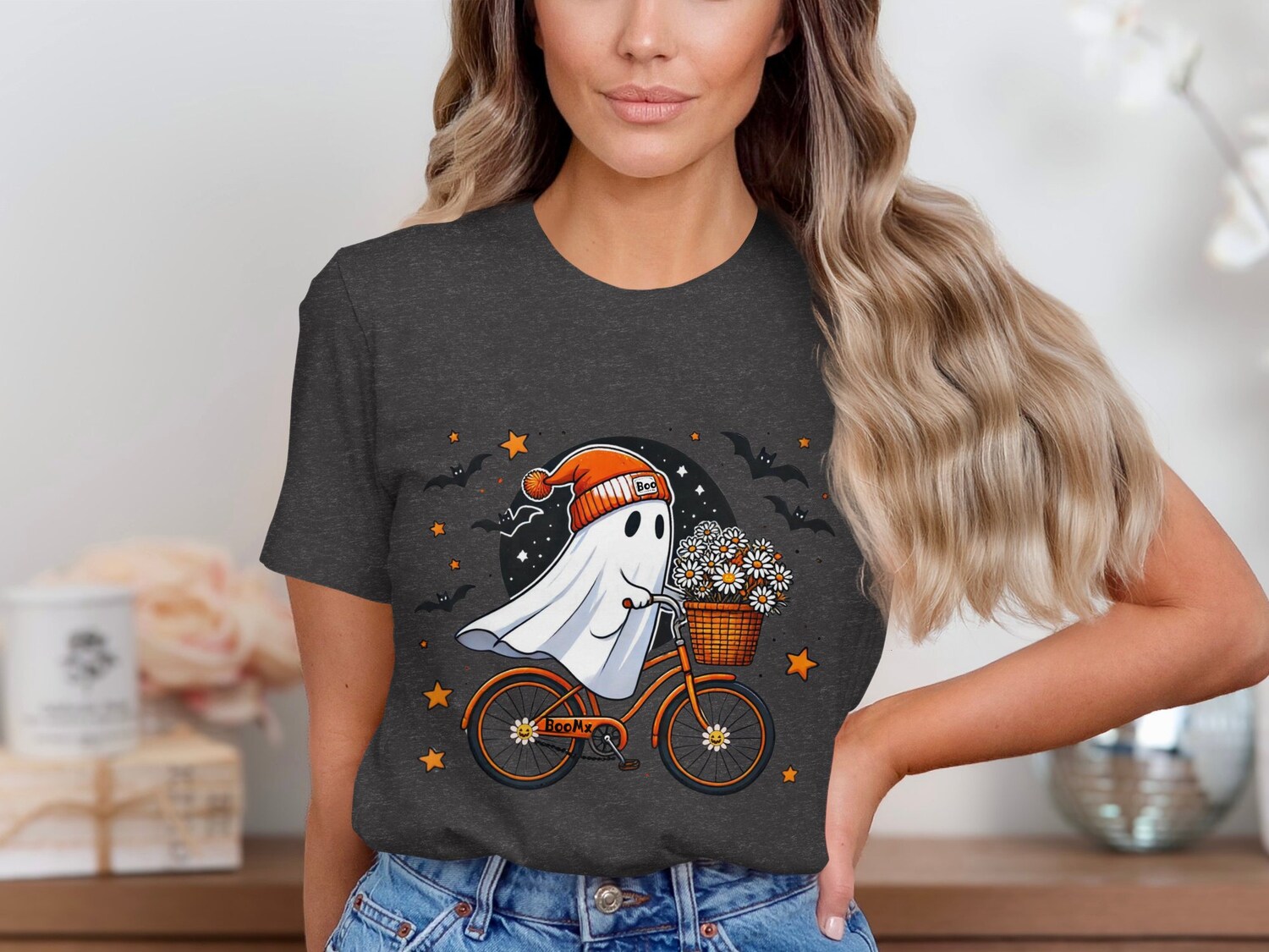 Women's Cute Halloween Ghost Shirt - Spooky Fall Retro Tee - Gift for Halloween Season image 1