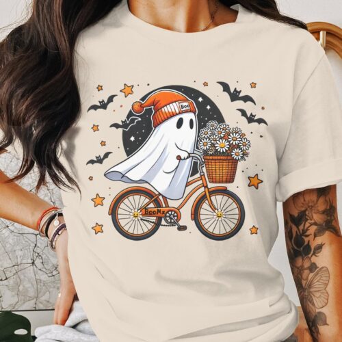 Women's Cute Halloween Ghost Shirt - Spooky Fall Retro Tee - Gift for Halloween Season image 0